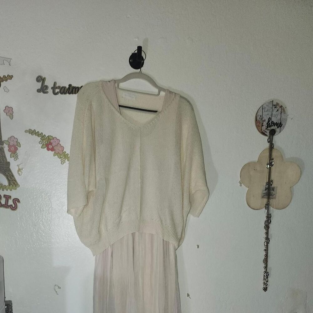 Joyfunear Women's Cream and White Dress with Sweater S